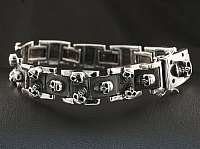Totenkopfarmband M�nnerarmband Silber eckig
