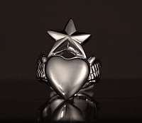 Rockabilly Ring Herz Stern Tattoo Silber massiv