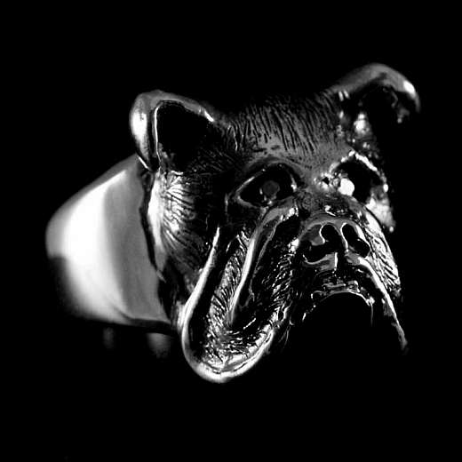 Ring aus Silber Motiv Hund - Bulldogge