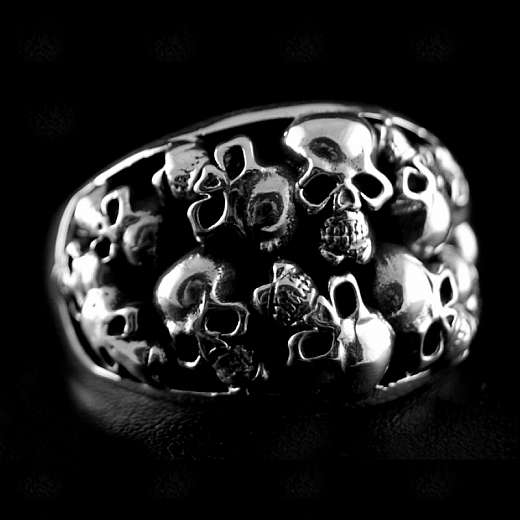 Totenkopf Ring aus AG 925er Silber mit Skulls