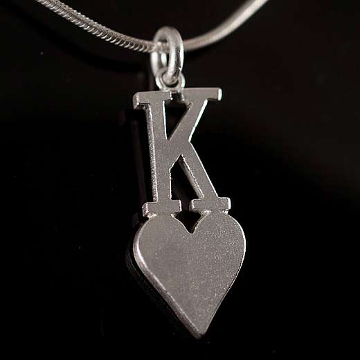 Herz Knig Spielkarten Symbol Anhnger aus 935er Silber
