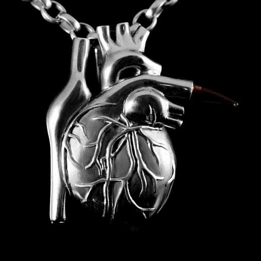 Herz Anhnger mit Blut Ampulle aus 935er Silber