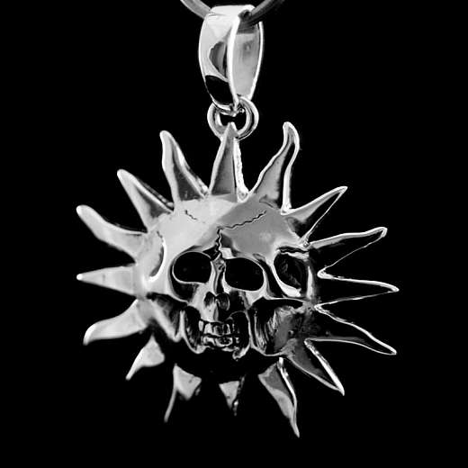 Anhänger Totenkopf Sonne Silber massiv. Totenkopfschmuck