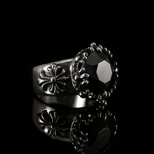 Templerkreuz Ring mit schwarzem oder weiem Zirkonia Stein