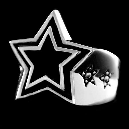 Rockabilly Ring mit Stern aus Silber