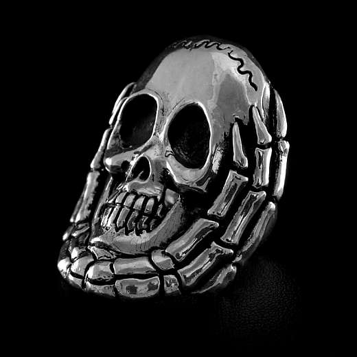 Totenkopf Skelettring aus Silber