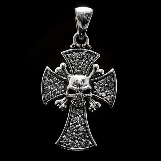 Kreuz Anhnger Totenkopf aus Sterlingsilber