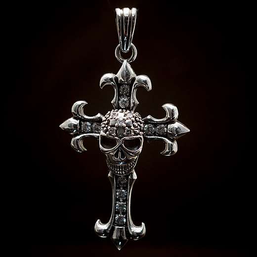 Lilienkreuz  Anhnger mit Totenkopf