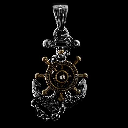 Anker Anhnger 925er Silber mit Steuerrad