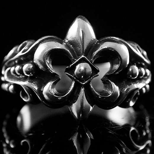 Fleur de Lis Ring mit Verzierung, Biker Schmuck