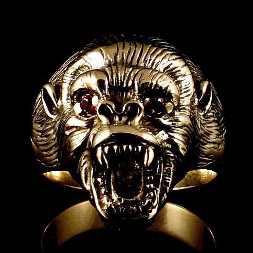 Gorilla Ring aus Gold mit Rubinen