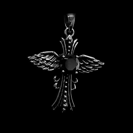 Anhänger Gothic Schmuck Kreuz mit Flügel