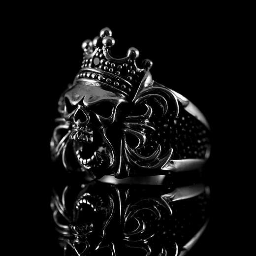 Gothic Totenkopf Ring mit Krone aus 925er Silber