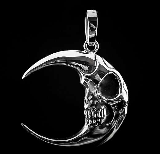 Anhnger Mond Skull Totenkopf Silber massiv