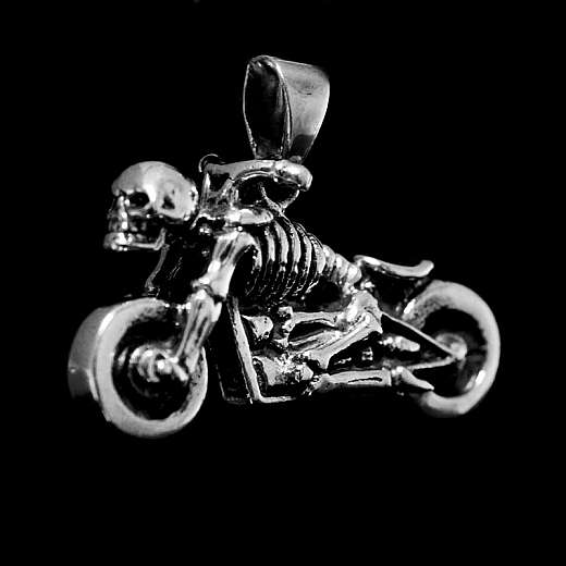 Biker Schmuck Anhänger Motorrad mit Skelett