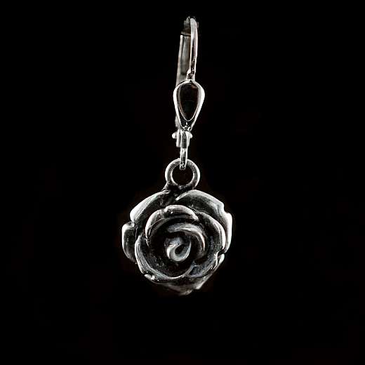 Ohrring, Ohrhänger Rose aus Silber