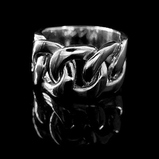 Ring Panzerkette aus Silber, Bikerschmuck