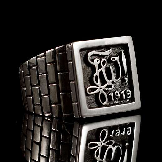 Unikat Ring mit Logo aus 935er Silber