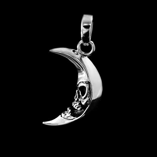 Anhnger Sichelmond Skull Totenkopf Silber massiv