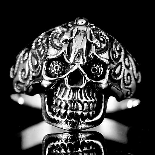 Tribal Skull Ring Sterling Silber