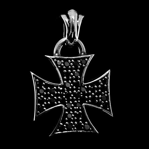 Templerkreuz Anhnger mit schwarzen Zirkonia