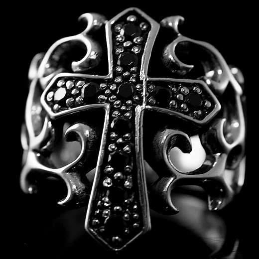 Templerschmuck, Templerkreuz Ring mit Musterung