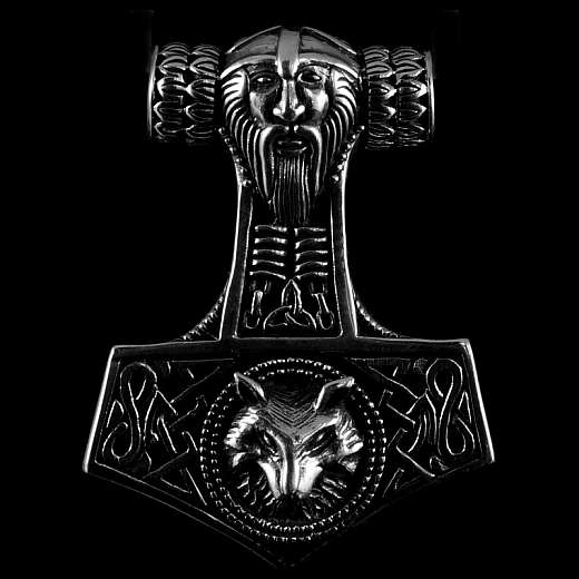 Thors Hammer Anhnger mit Thor Kopf