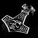 Thors Hammer Anhnger mit Totenkopf und Onyx aus Silber