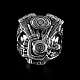 Biker Ring V2 Motor aus Ag 925er Sterlingsilber
