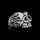 Skull Ring in Herzform mit Flammen