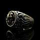 Bikerschmuck Skullring Silber mit Messing Totenkopf