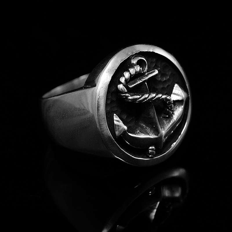 Massiver Ring mit Anker aus 935er Silber - Bootsmann small