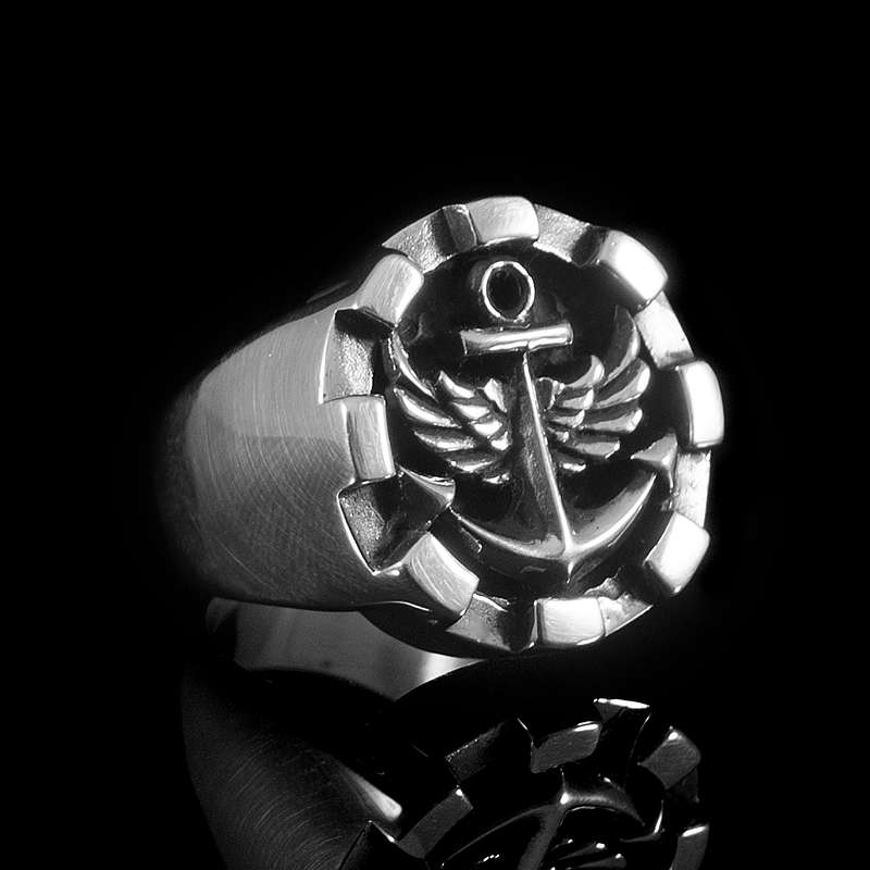Ring mit Anker aus 935er Silber - Himmelslotse small