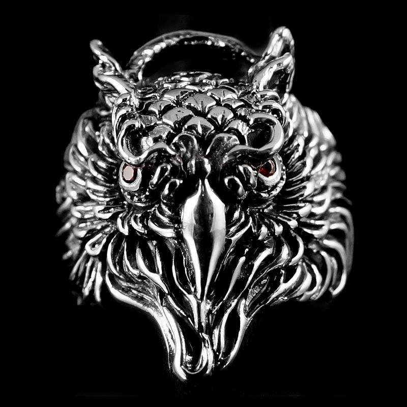 Ring Eule Zirkonia Stein rot