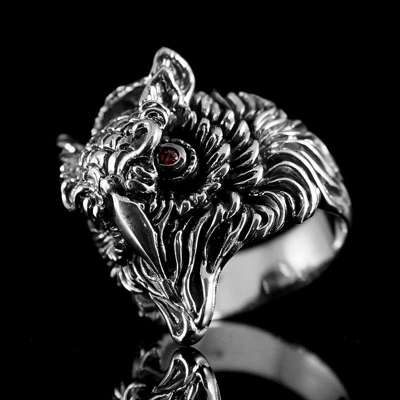 Ring Eule Zirkonia Stein rot