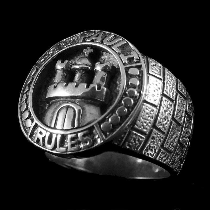 St. Pauli Ring mit Stadt Wappen aus Silber