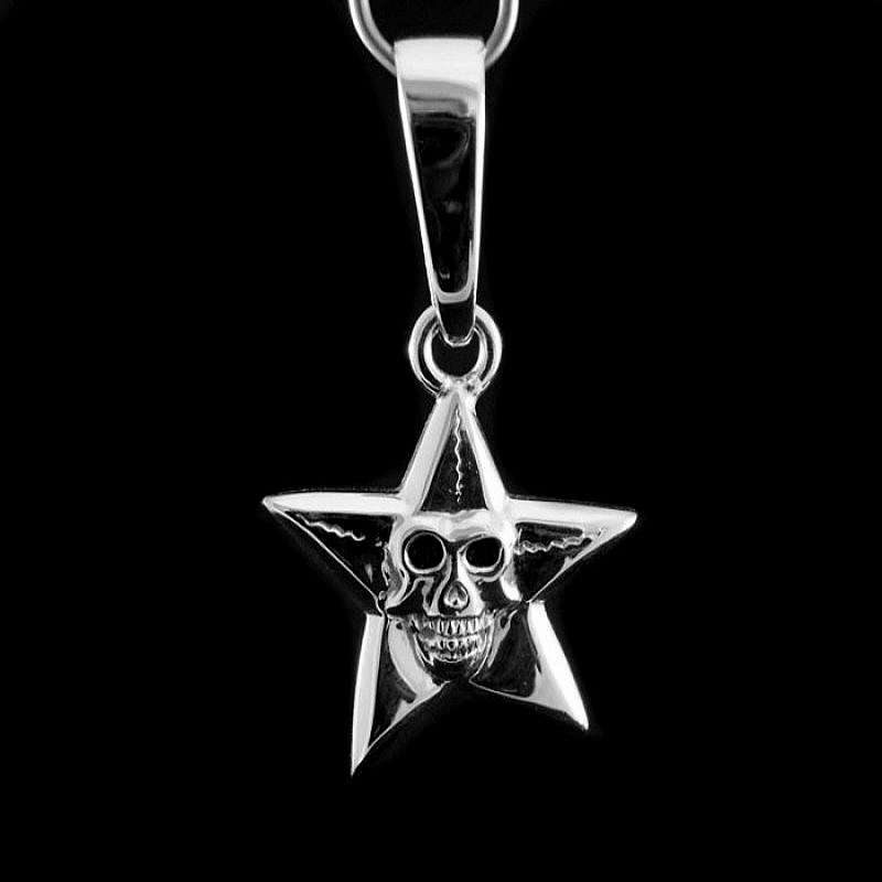 Ketten Anhnger Stern mit Totenkopf