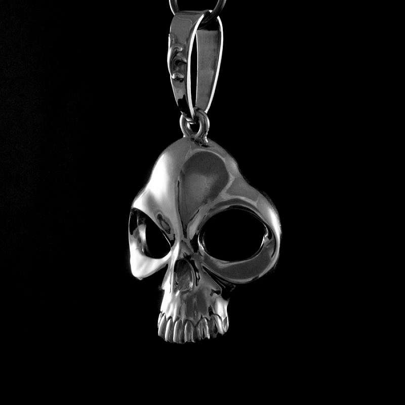 Totenkopf Anhnger mit Alien aus Silber