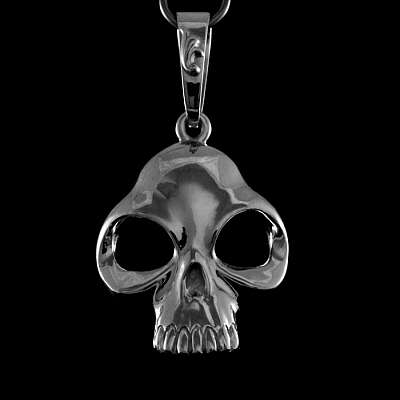 Totenkopf Anhnger mit Alien aus Silber
