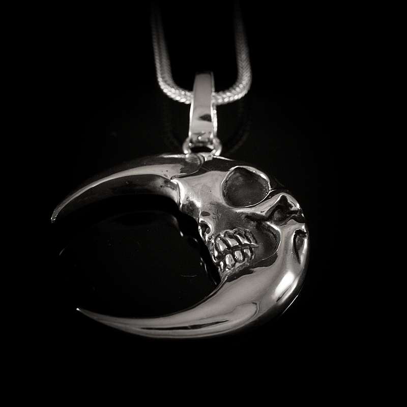 Anhnger Mond Skull Totenkopf Silber massiv