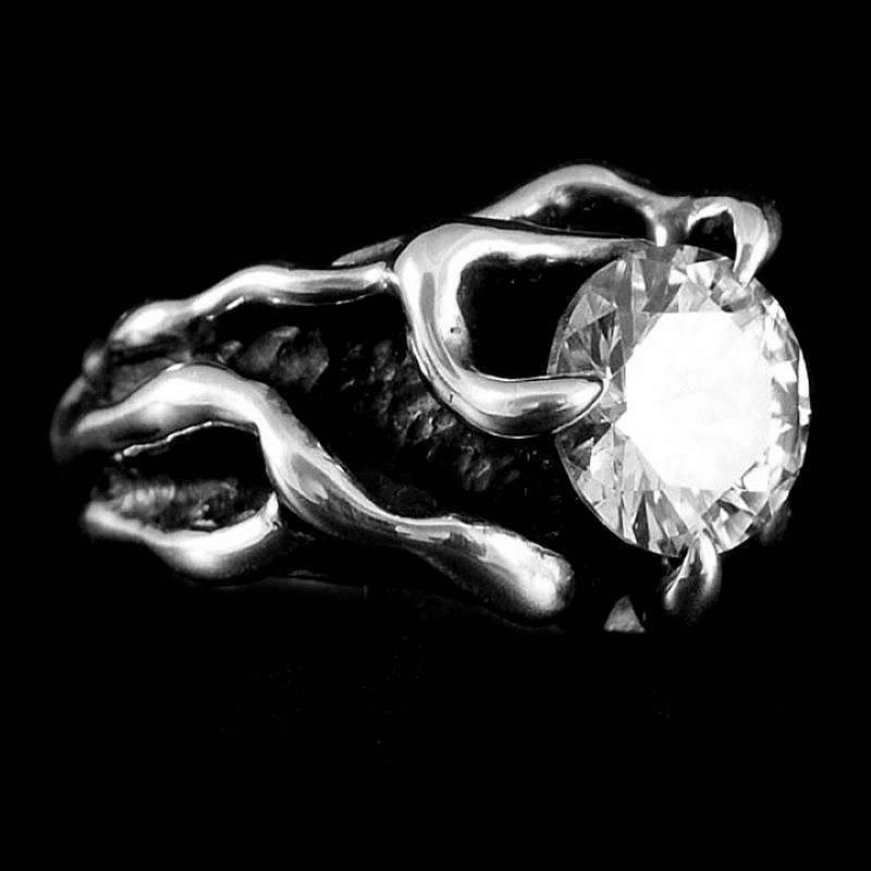 Flammenring handgefertigt mit Bergkristall