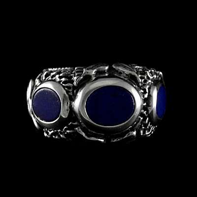 Ring mit Lapislazuli oder Onyx aus Silber