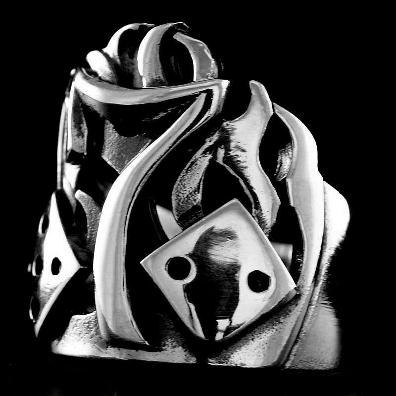 Flammen Wrfel Lucky Seven Rockabilly Ring