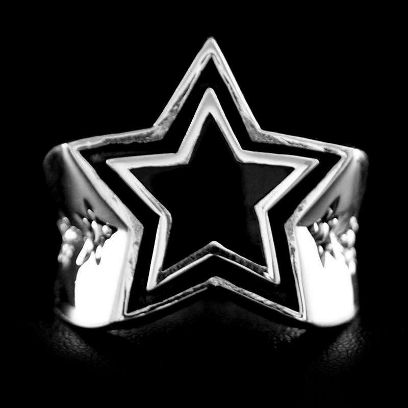 Rockabilly Ring mit Stern aus Silber