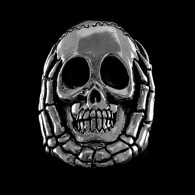 Totenkopf Skelettring aus Silber