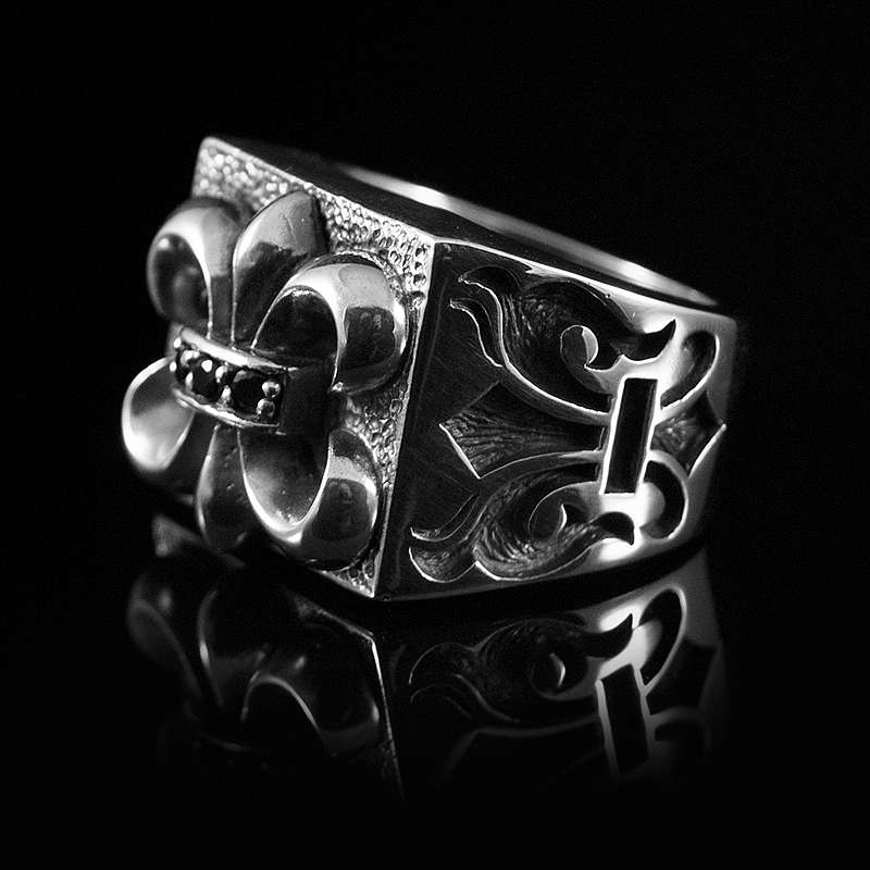 Siegelring Fleur de Lys aus Ag 925 Sterling Silber