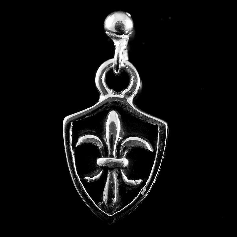 Ohrring Wappen mit Lilie Fleur de Lis aus Silber