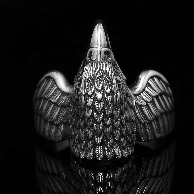 Bikerschmuck Adlerring aus 925er Sterlingsilber