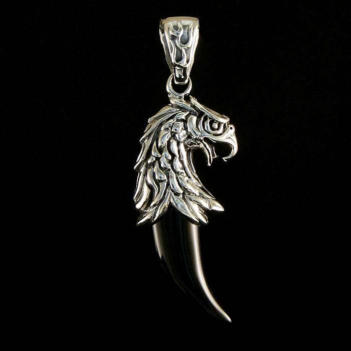 Adler Anhnger mit Zahn aus 925er Silber