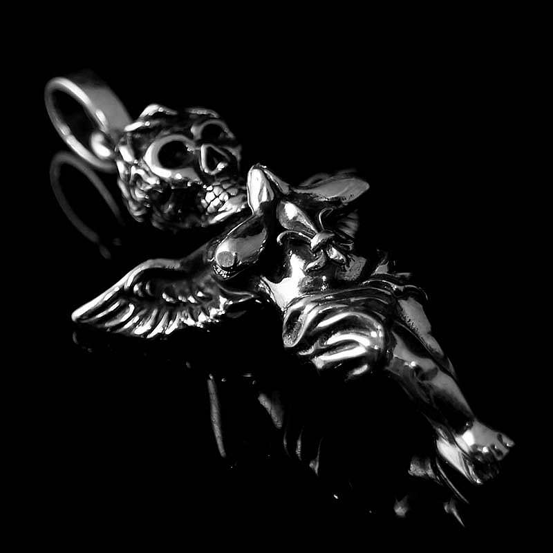 Skull Anhnger als Engel mit Lilie